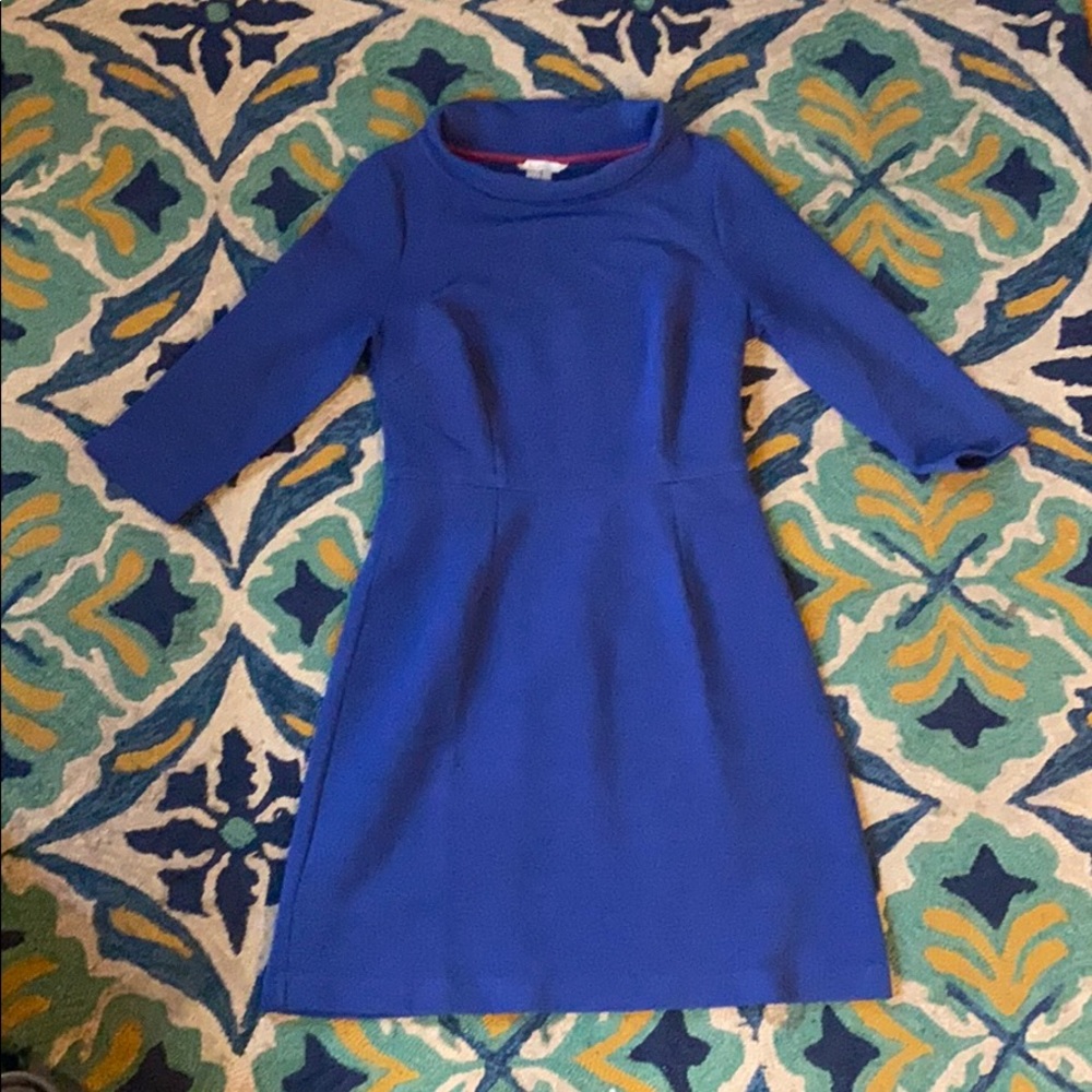 High neck royal blue dress with texture